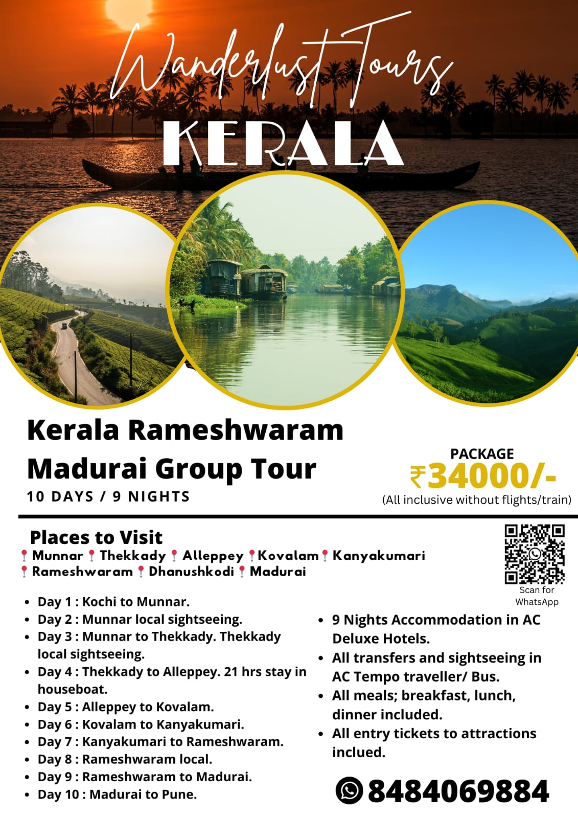 Kerala Itinerary Map